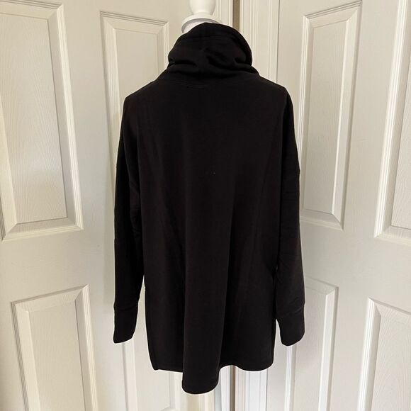 Adam Selman Sport Funnel Neck Oversized Fleece Pullover Sweater Black Medium NEW - Picture 5 of 11